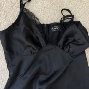 NWT black Cider mini slip dress with lace
